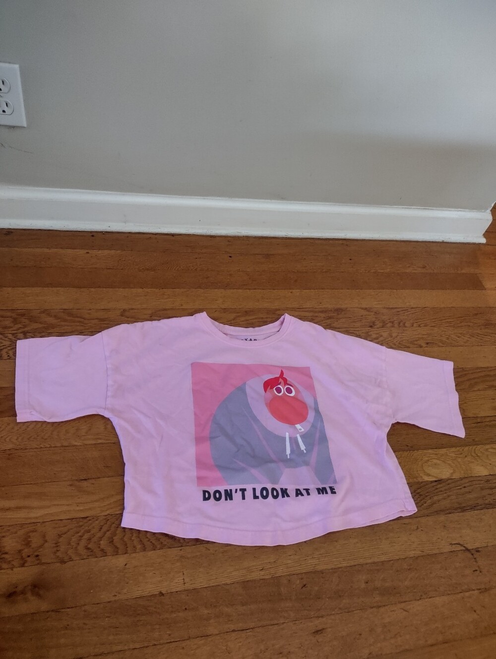 disney pixar inside out 2 embarrassment "don't look at me" pink rounded hem XXS